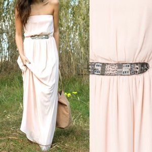 Zara Trafaluc Blush Strapless Maxi Dress